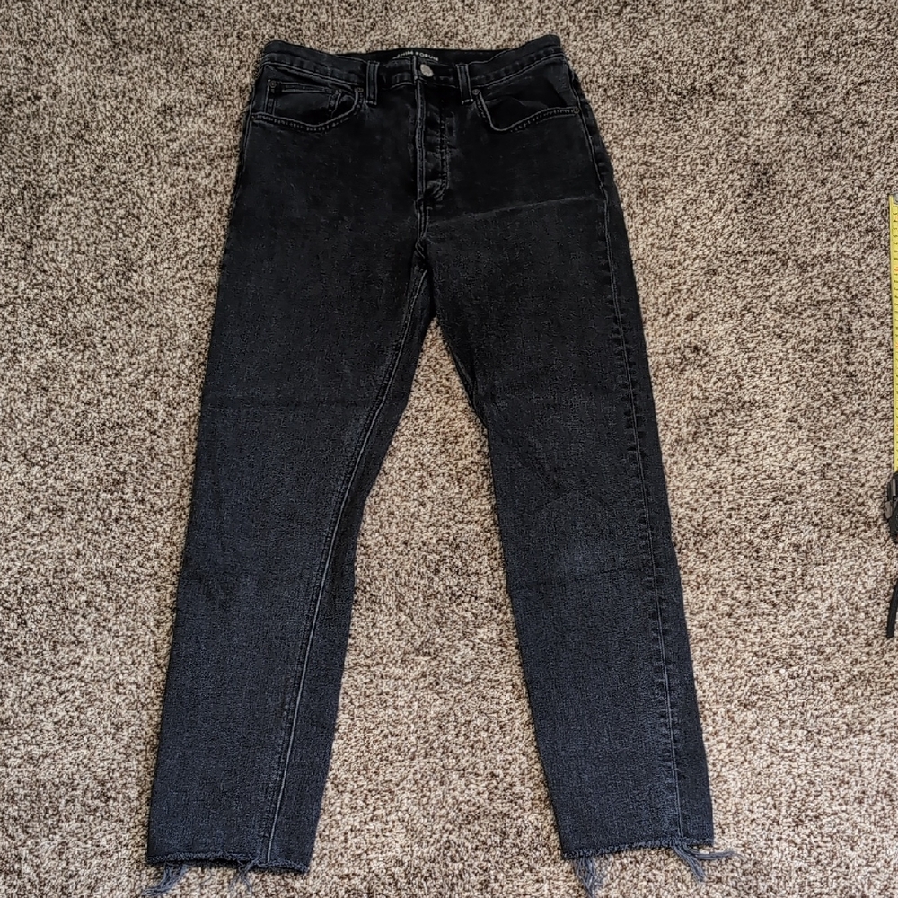 Denim Forum Women High Rise Straight Jeans - Black Wash